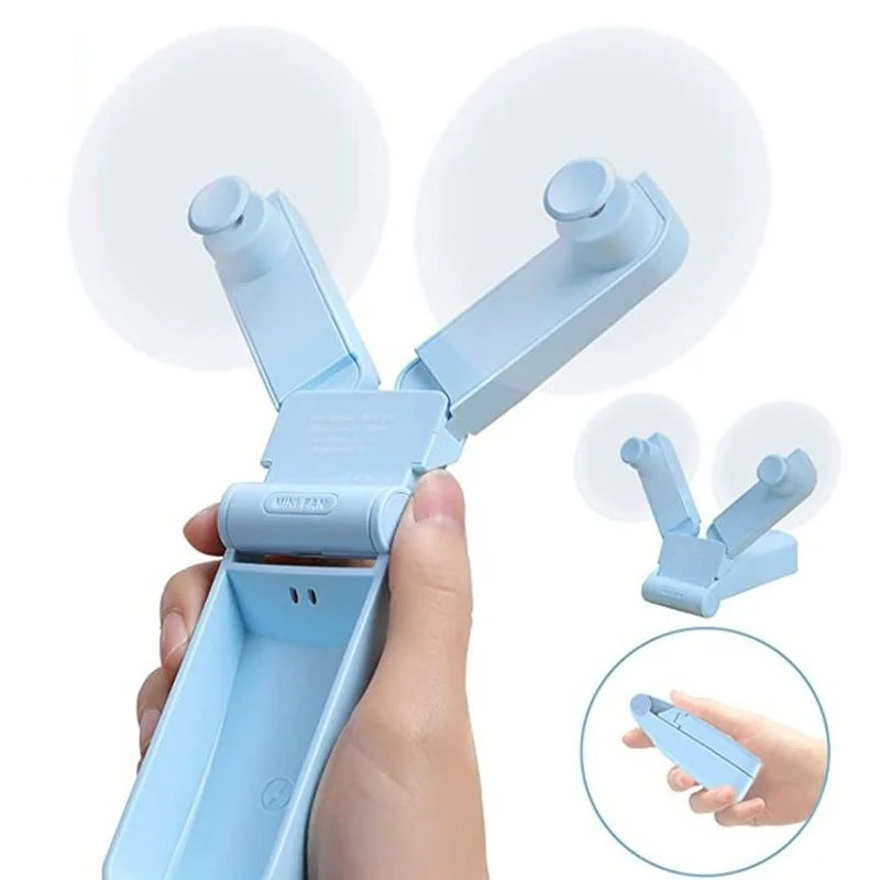 BreezeBlade Foldable Dual Fan – Compact, USB Rechargeable & Pocket-Ready