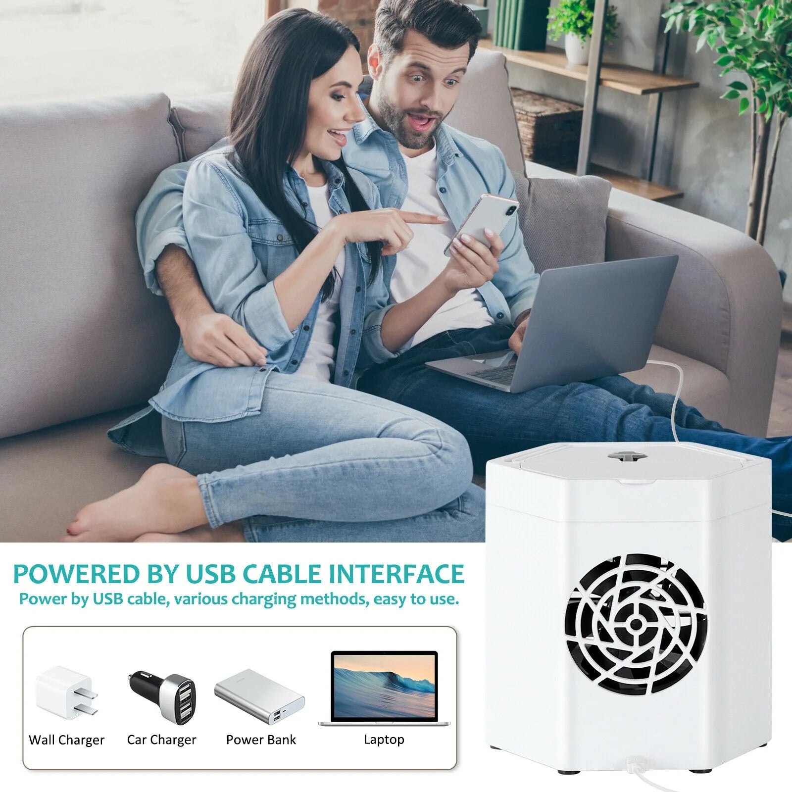 ChillHex Mini Air Cooler – USB-Powered Table Fan with 2 Speeds & Carry Handle