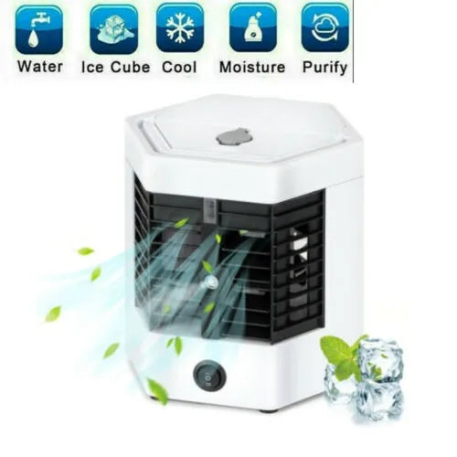 ChillHex Mini Air Cooler – USB-Powered Table Fan with 2 Speeds & Carry Handle