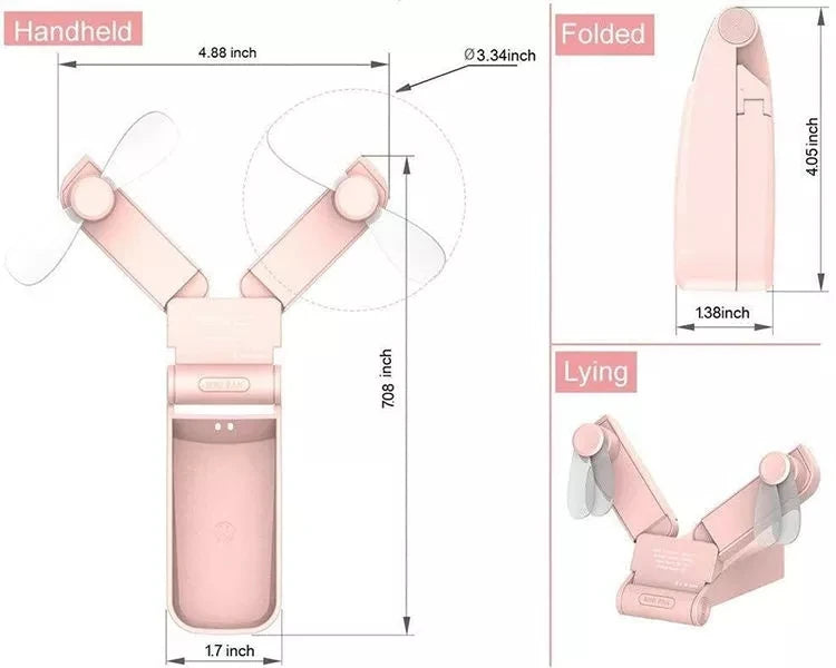BreezeBlade Foldable Dual Fan – Compact, USB Rechargeable & Pocket-Ready