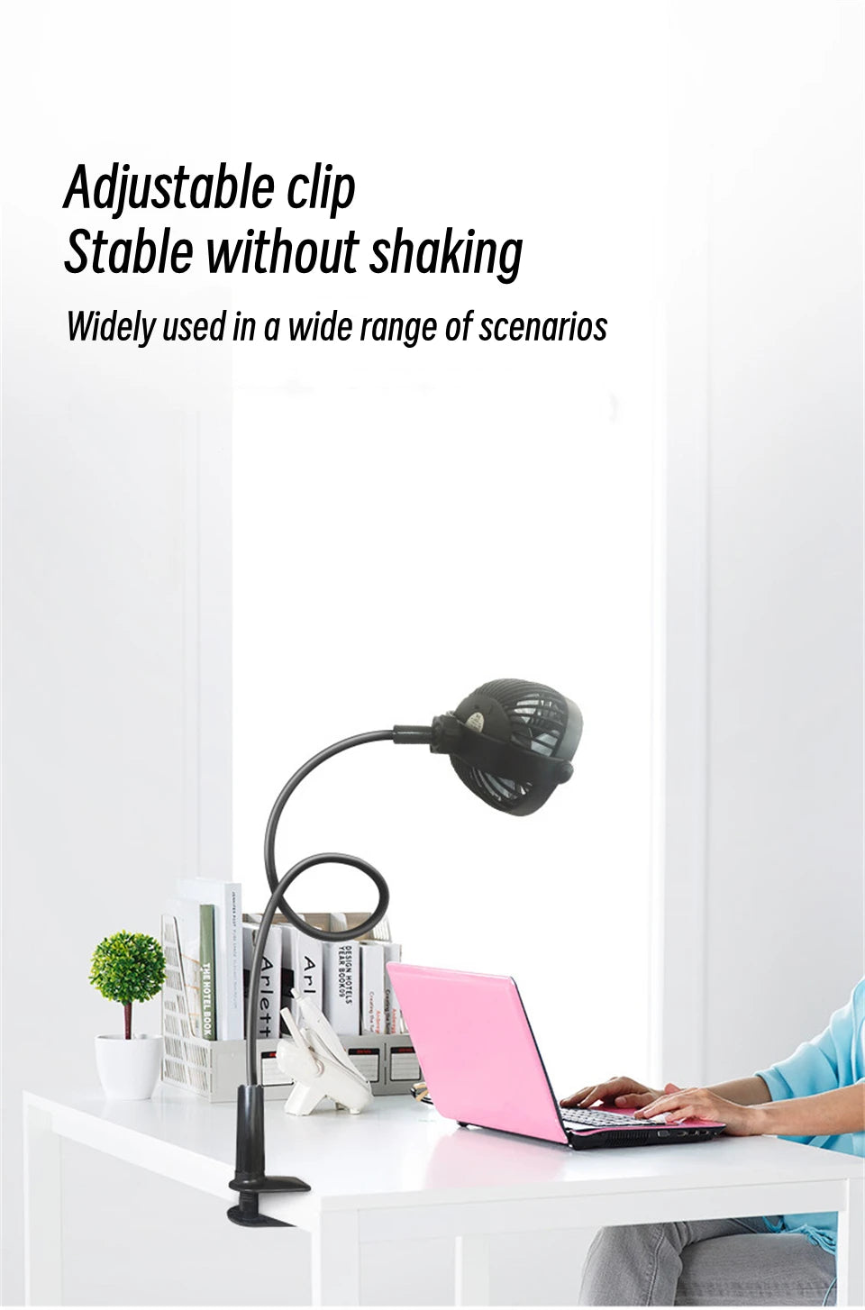 FlexiCool Clip Fan – 720° Adjustable USB Desk Fan with Strong Wind & Quiet Operation