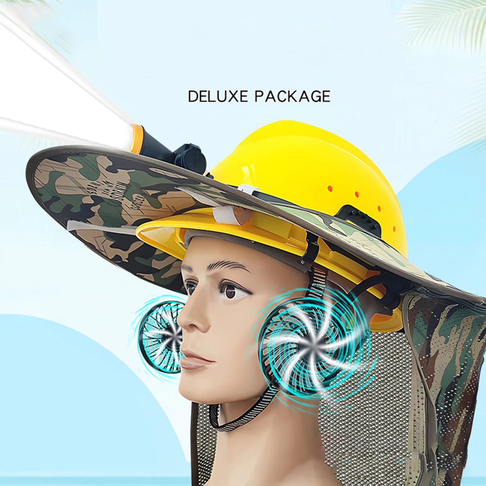 HelmBreeze Dual Fan Attachment – Portable Cooling System for Hard Hats & Helmets
