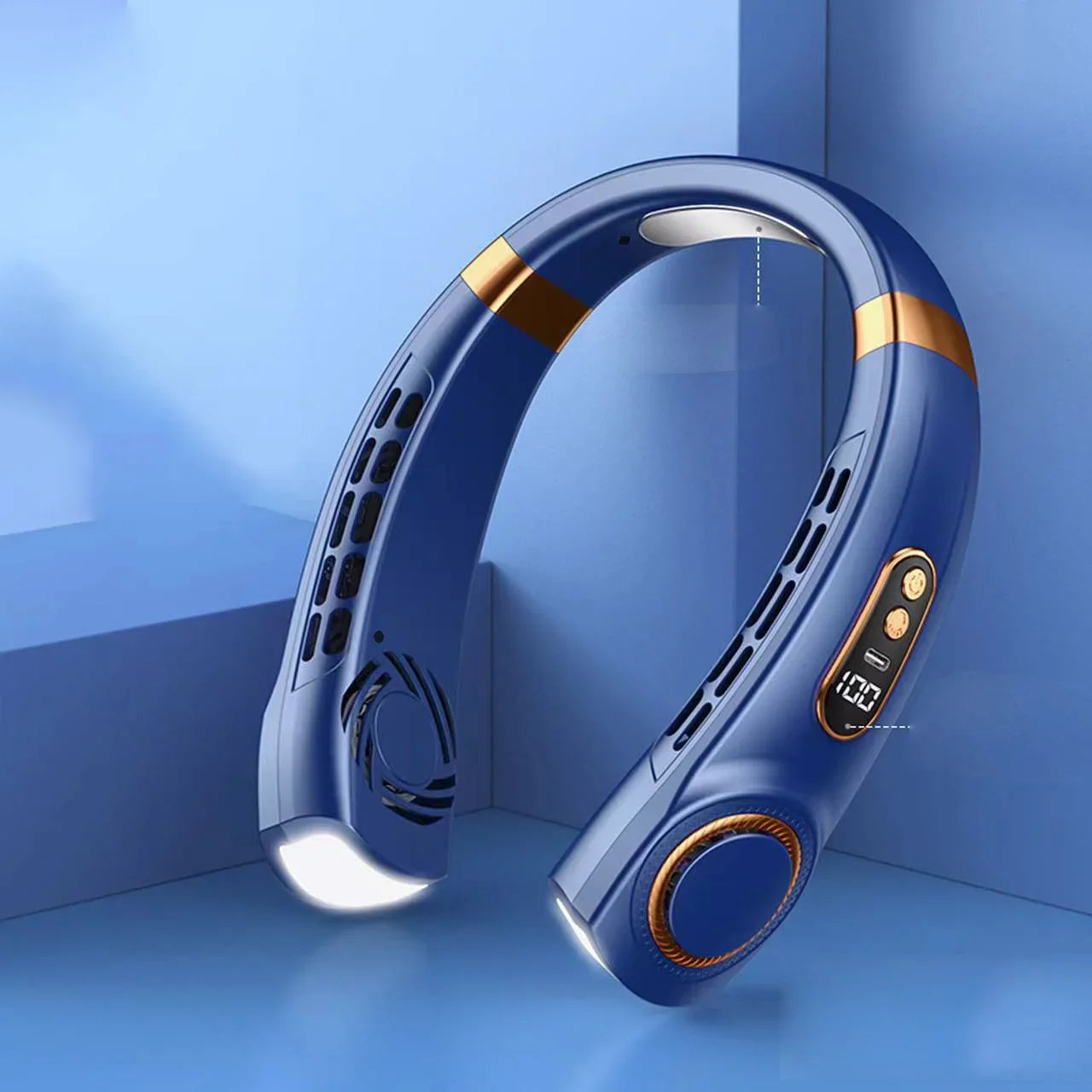 AeroWrap Bladeless Neck Fan – 4000mAh Wearable Cooling with LED for Daily Use & Night Runs