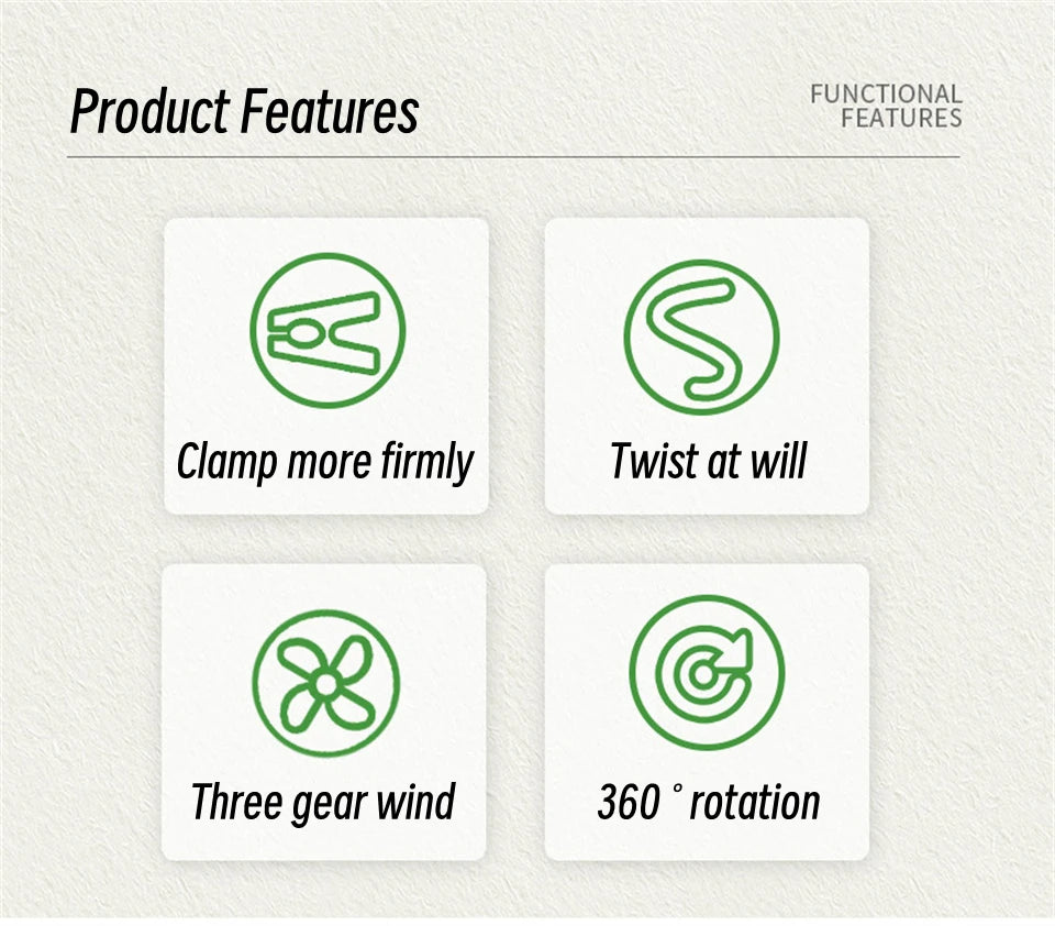 FlexiCool Clip Fan – 720° Adjustable USB Desk Fan with Strong Wind & Quiet Operation