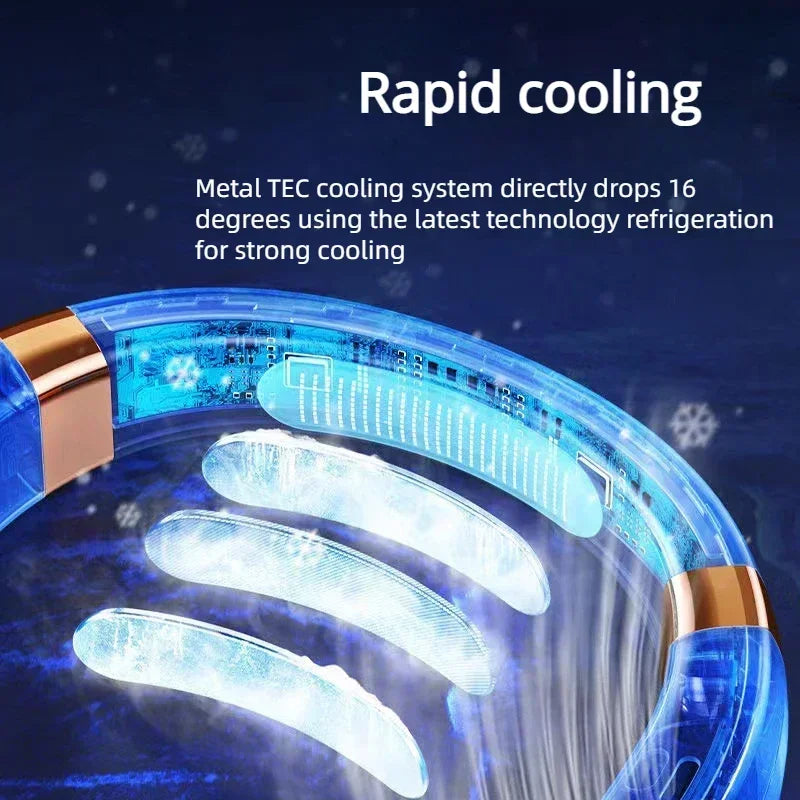 AeroWrap Bladeless Neck Fan – 4000mAh Wearable Cooling with LED for Daily Use & Night Runs
