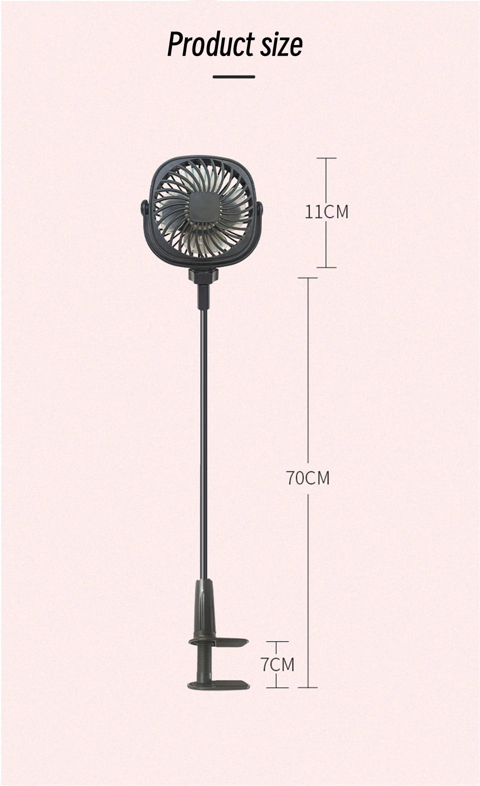 FlexiCool Clip Fan – 720° Adjustable USB Desk Fan with Strong Wind & Quiet Operation