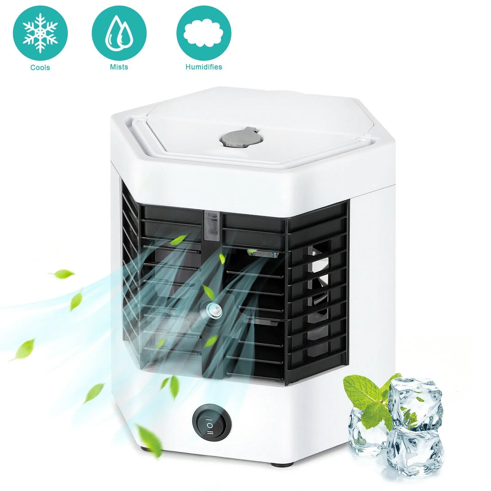 ChillHex Mini Air Cooler – USB-Powered Table Fan with 2 Speeds & Carry Handle