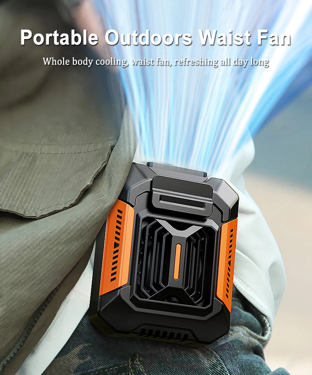 ForceFlow Tactical Waist Fan – Clip-On Airflow with LED & Power Bank