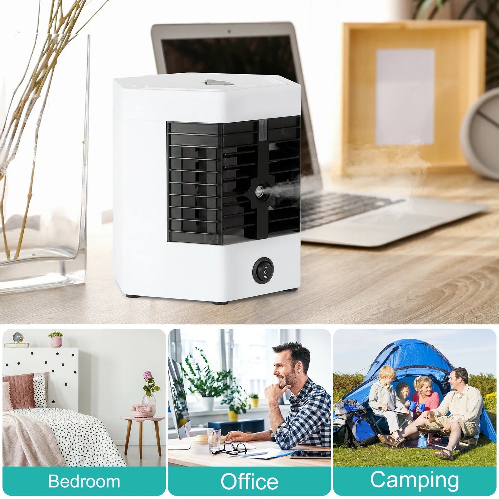 ChillHex Mini Air Cooler – USB-Powered Table Fan with 2 Speeds & Carry Handle