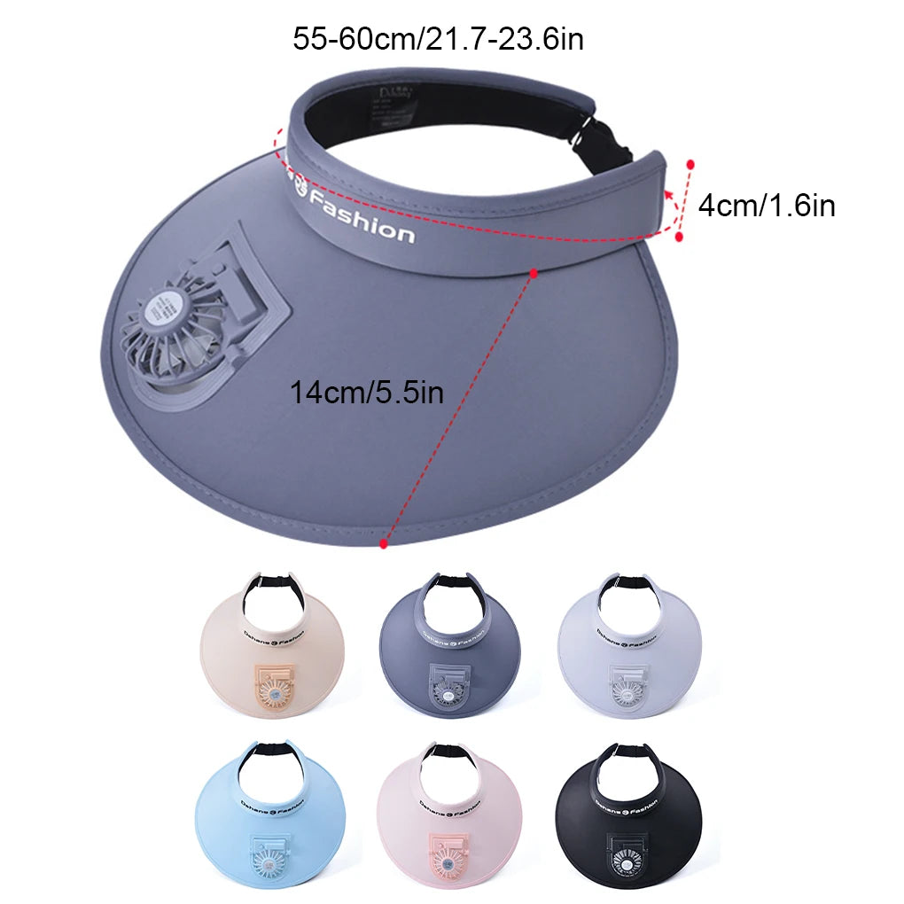 BreezeGlow Solar Visor – Stylish Sun Hat with Built-In Fan & USB Recharge