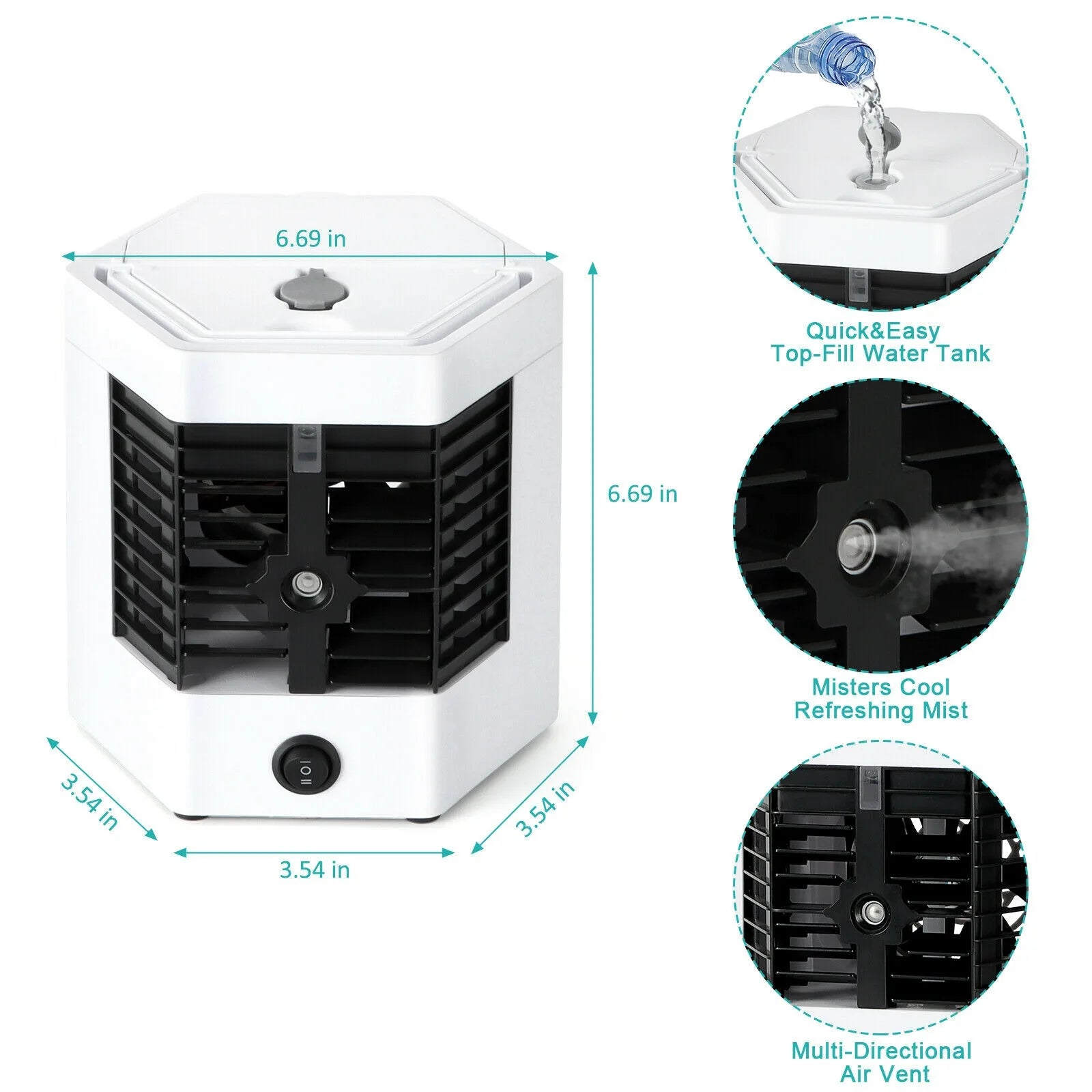 ChillHex Mini Air Cooler – USB-Powered Table Fan with 2 Speeds & Carry Handle