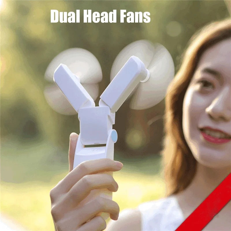 BreezeBlade Foldable Dual Fan – Compact, USB Rechargeable & Pocket-Ready