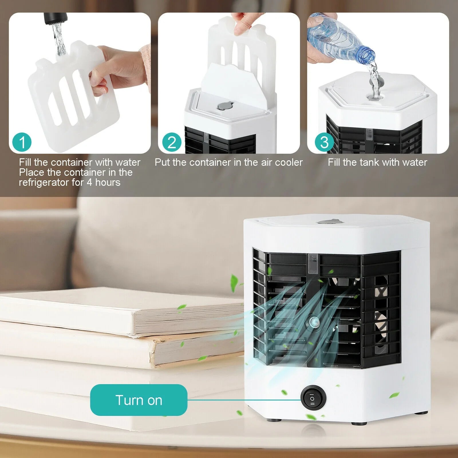 ChillHex Mini Air Cooler – USB-Powered Table Fan with 2 Speeds & Carry Handle