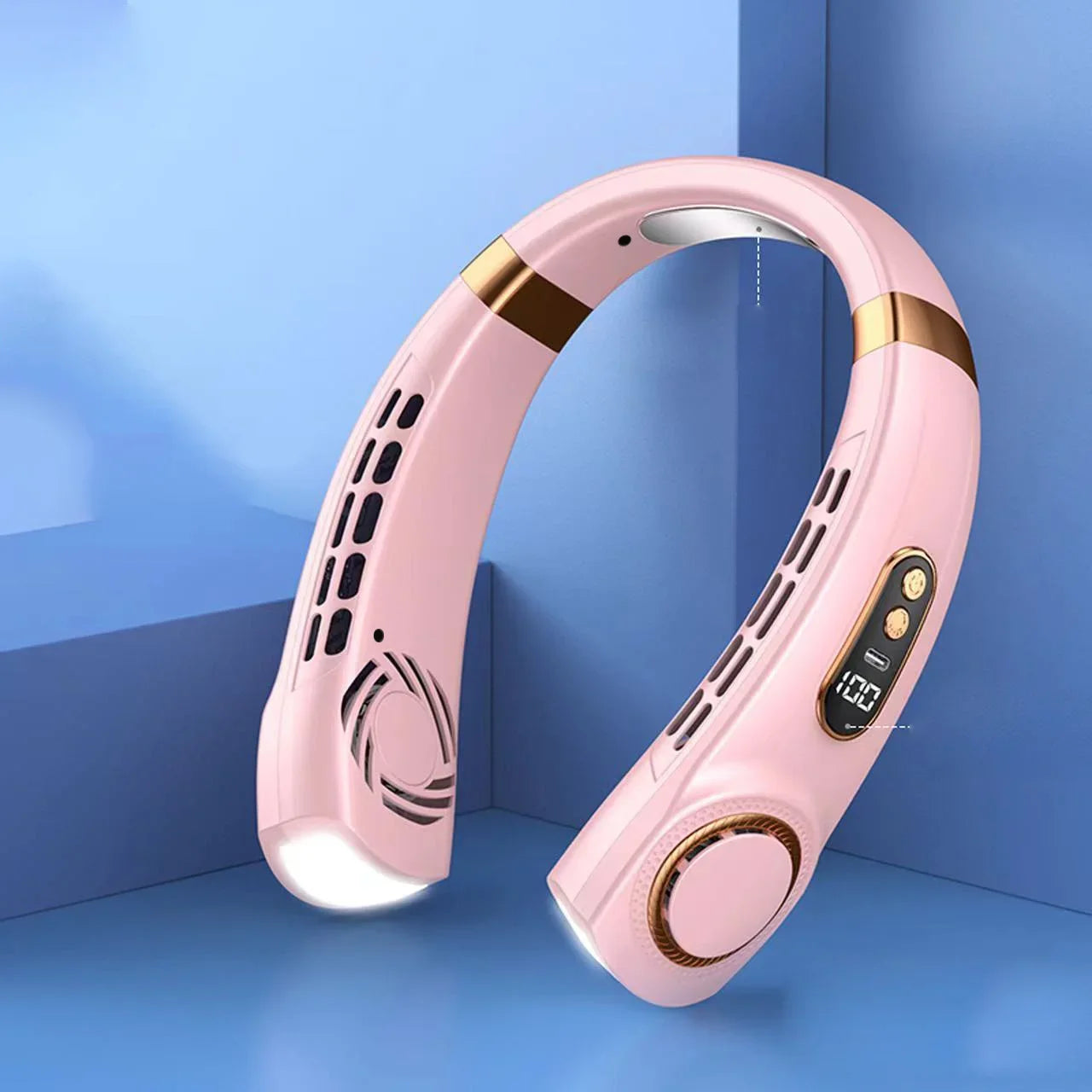 AeroWrap Bladeless Neck Fan – 4000mAh Wearable Cooling with LED for Daily Use & Night Runs