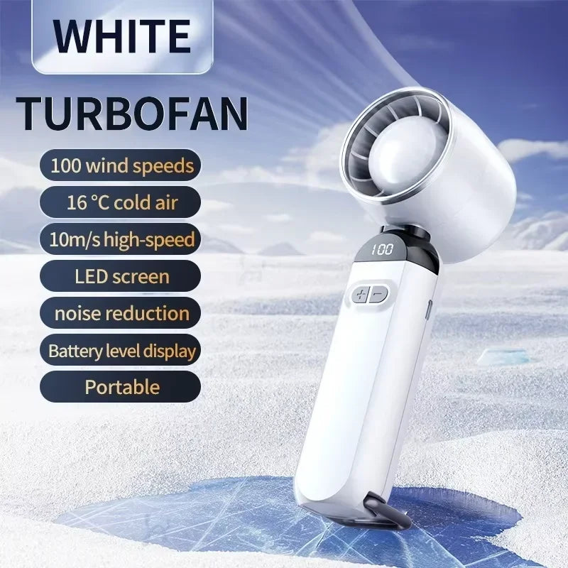 FrostJet Turbo Fan – Foldable, USB Rechargeable, with Digital Display