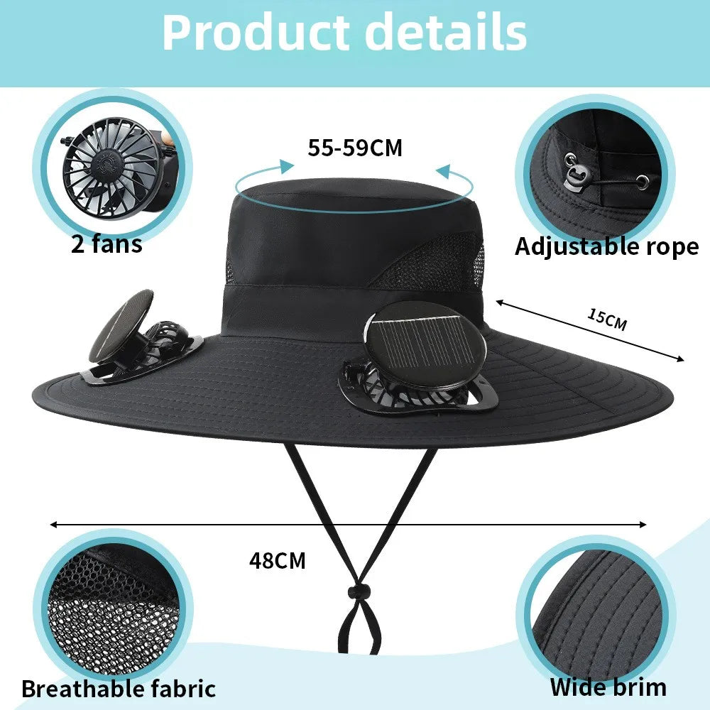 ShadeBreeze Cooling Hat – Dual Fan Sun Hat for Outdoor Heat & UV Protection