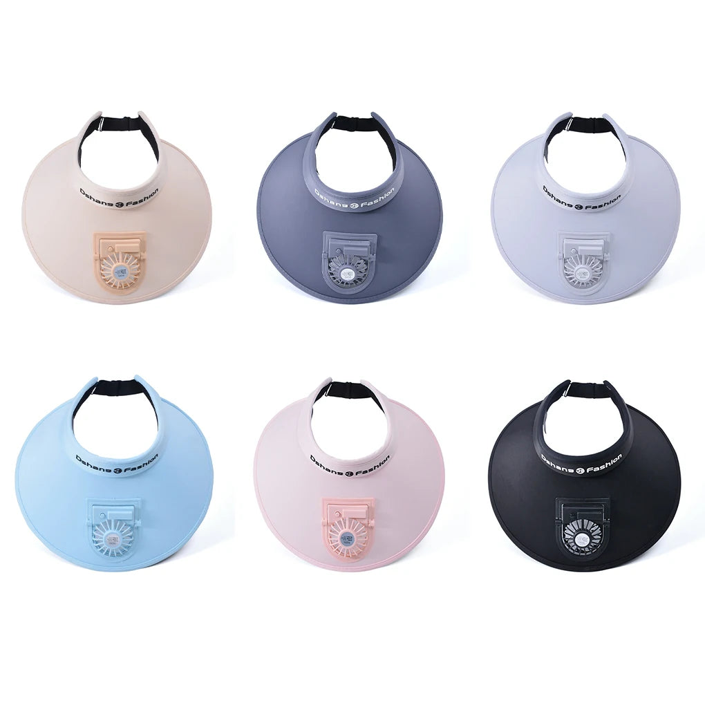 BreezeGlow Solar Visor – Stylish Sun Hat with Built-In Fan & USB Recharge