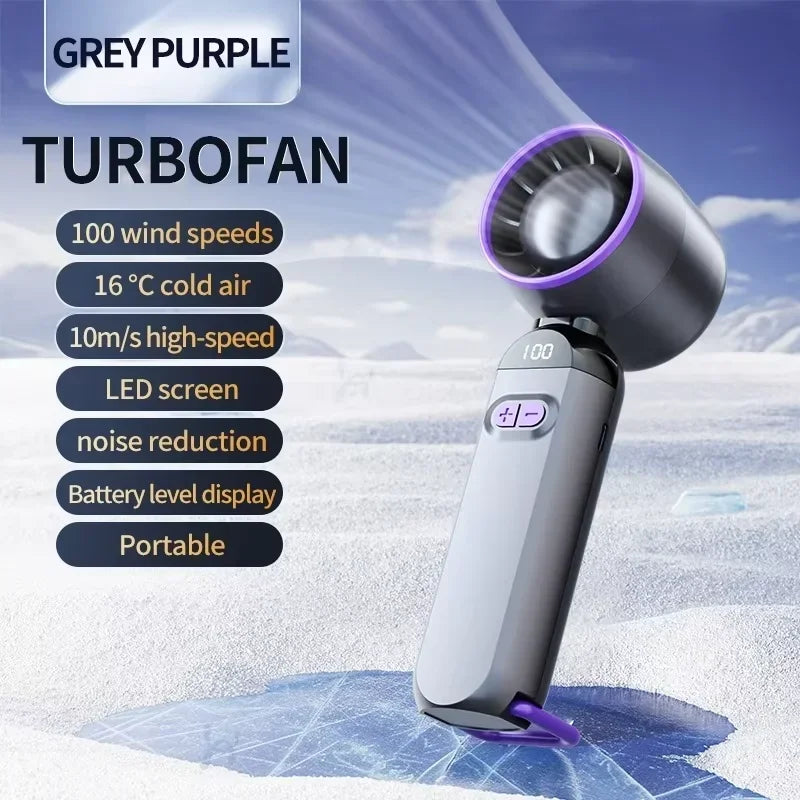 FrostJet Turbo Fan – Foldable, USB Rechargeable, with Digital Display
