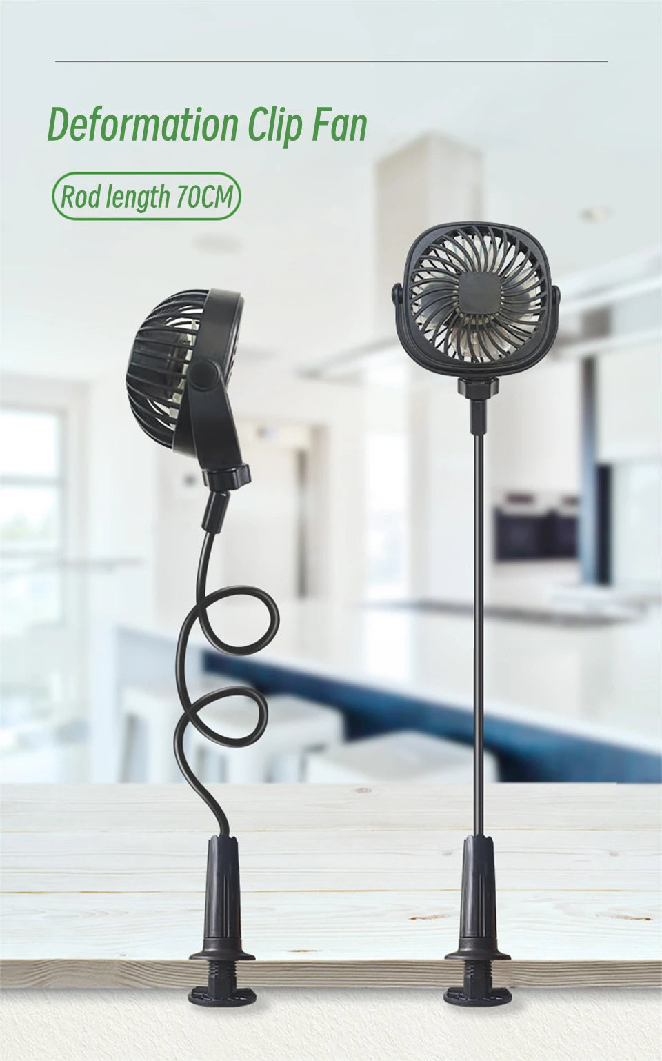 FlexiCool Clip Fan – 720° Adjustable USB Desk Fan with Strong Wind & Quiet Operation