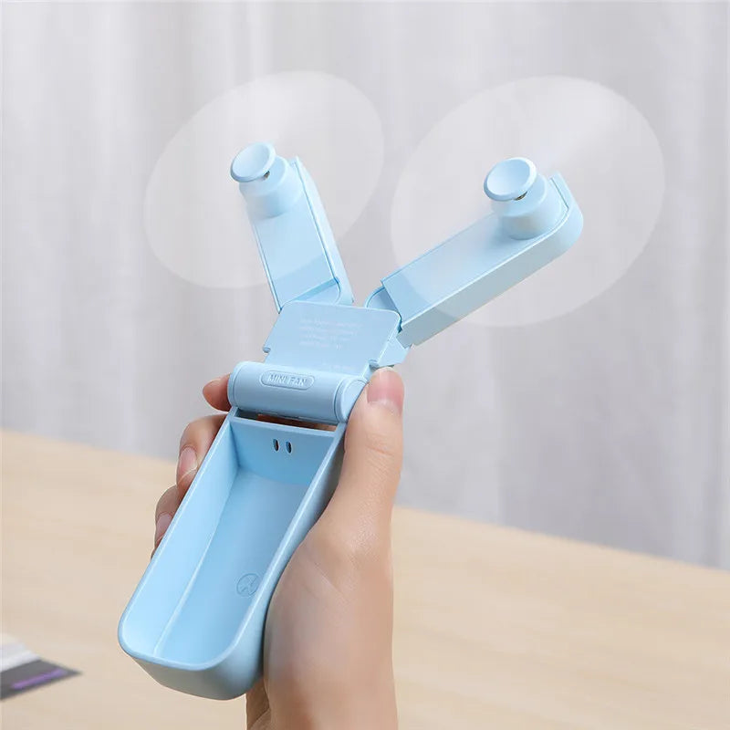 BreezeBlade Foldable Dual Fan – Compact, USB Rechargeable & Pocket-Ready